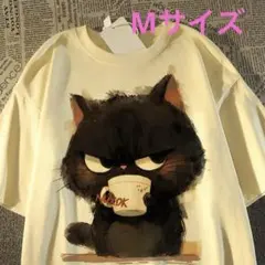 猫イラストプリント　オーバーサイズTシャツ
