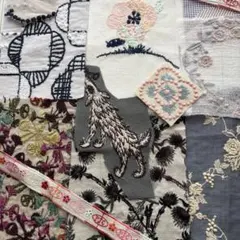 pjc.音の絵.ミナペルホネン.刺繍ハギレ.ハンドメイド.はぎれ♢♢♢