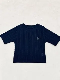 GRL AN刺繍 ケーブルニット 半袖 ネイビーのサムネイル