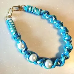スマホストラップ　ハンドメイド　パラコード　パール