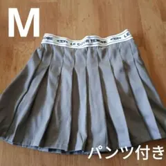 M　プリーツ　ミニスカート　パンツ付き　グレー　Y2K　パンツインスカート