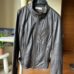 【美品】ダークブラウン ラムレザーライダースジャケット　Real