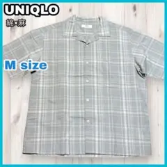 ユニクロ UNIQLO コットンリネン チェックシャツ 半袖 ライトグリーンのサムネイル