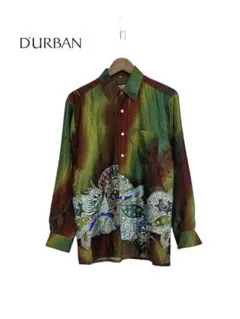 DURBAN ダーバン　唐草模様　グラデーション　総柄　柄シャツ　サテン　シャツのサムネイル