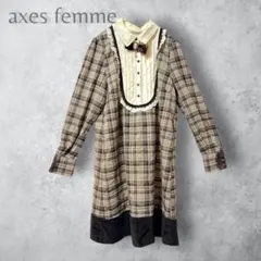 【axes femme アクシーズファム】　フリルレース　ワンピース　チェックのサムネイル