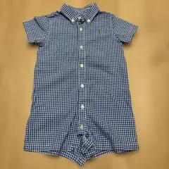 Ralph Lauren 青チェックロンパース　9M