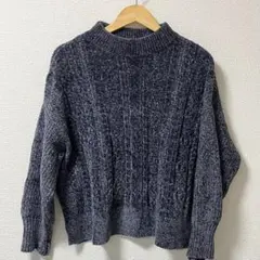 earth music&ecology ベロアモール　ニット　チャコールグレー