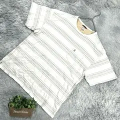 【Hush Puppies】ボーダーTシャツ (2L) クリームのサムネイル