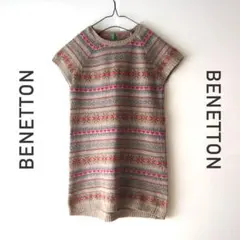 美品　benetton／ベネトン★　総柄ニットセーターのサムネイル