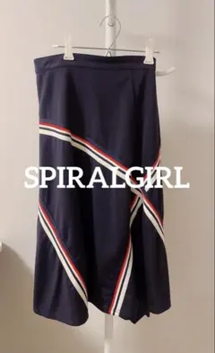 【SPIRALGIRL】ストライプフレアスカート ネイビー