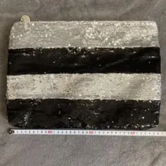 スパンコール クラッチバッグ ブラックシルバー
