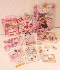 平袋 おすそ分け見開きファイル コラージュ素材シール 女の子くま シャカシャカ袋