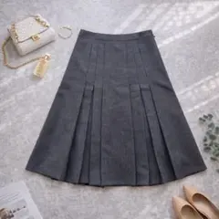 k1634 ミッシェルクラン プリーツスカート ウール 裏地あり オフィス