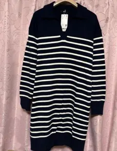 【新品】ユニクロ　スムースコットン　ボーダーニットワンピース