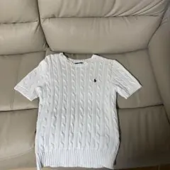 ラルフローレン　ケーブルニット　白S 半袖