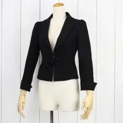 【値下げ】ef-de　エフデ　春秋　リボン付き　テーラードジャケット　黒　７　S