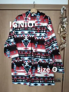 【IGNIO】イグニオ　着用1回　オルテガ柄　フード付 フリースコート　サイズO