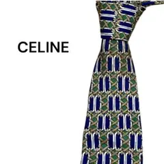 CELINE セリーヌ ネクタイ シルク チェーン柄 ネイビー 総柄　メンズ