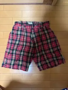 コムデギャルソン レッド タータンチェック ハーフパンツ XS - メルカリ