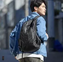 coca コカ　ポケッタブル縦ファスナーバックパック　ブラック