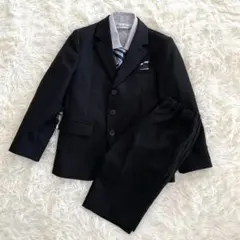 レディフレディ フォーマルスーツ5点セット 黒 ブラック ストライプ120