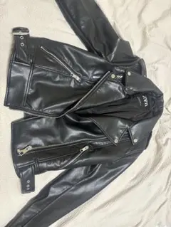 ZARA フェイクレザー ライダースジャケット ブラック s