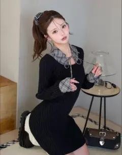 ダーリッチ　レイヤードライクニットミニワンピース