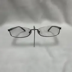 メタルフレーム 長方形メガネ シルバー/ダークレッド