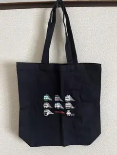 東急電鉄 電車イラスト トートバッグ 黒 TOKYU RAILWAYS のるるんのサムネイル
