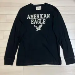 00s デザイン グランジ サーマル ロンＴ ブラック　アメリカンイーグル 古着