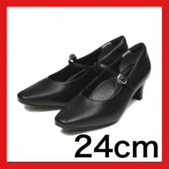 黒 24cm NUOVO ヌオーヴォ ストラップパンプス 就活 靴 フォーマル