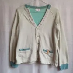 チチカカクリーム色カーディガン 花模様刺繍付き