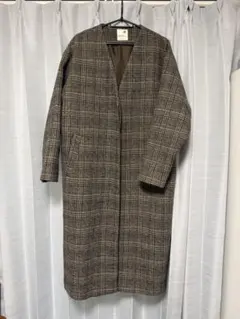 チェック柄ロングコート Fサイズ