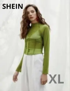 SHEIN ハイネックシアートップス　XL