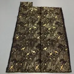 帯　金襴　はぎれ　黒地　鶴　波