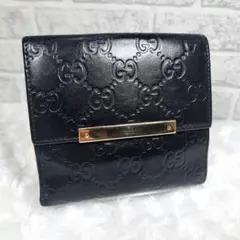 GUCCI ブラックレザー 二つ折り財布