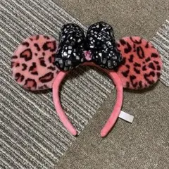 Disney ディズニー ミニー カチューシャ ヒョウ柄 ピンク ブラック 黒