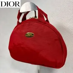 【美品✨】クリスチャンディオール　ラウンド型　化粧ポーチ　ハンドル　小物入れ