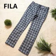 フィラ　FILA GOLF ゴルフパンツ　チェック柄スリムフィット　裏起毛　防寒