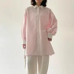 ブロードシャツワンピース 　ピンク