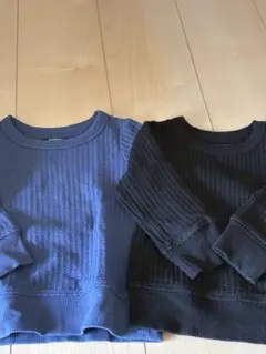 90㎝ワッフル素材 長袖トップス 2枚セット