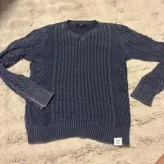 AZUL by moussy Vネック ケーブルニット ネイビー Mのサムネイル