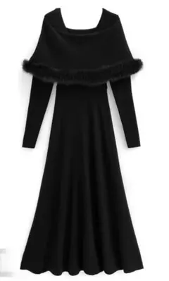 お値下げしました ファーケープ風オフショルニットワンピース