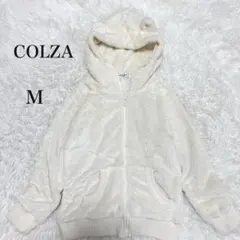 コルザ　くま耳フード　もこもこ　ボアパーカー　フルジップ　アイボリー　M