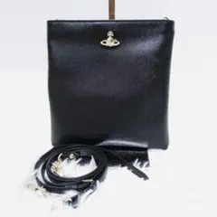 美品 ヴィヴィアンウエストウッド ショルダーバッグ レザー 黒 オーブ スクエアのサムネイル