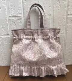 フリル付きミニ巾着バッグ リバティ生地　♥︎ハンドメイド♥︎