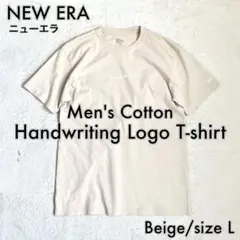 【NEW ERA】 メンズ ハンドライティングロゴ Tシャツ ベージュ LL