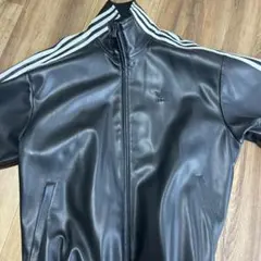 adidas トラックジャケット フェイクレザー ブラック