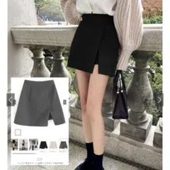 インパン付きスリット台形ミニスカート［fo1791］ブラックL