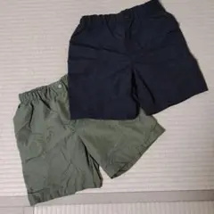 2枚セット　ユニクロ キッズ ギアショートパンツ 水陸両用 黒&カーキ　130